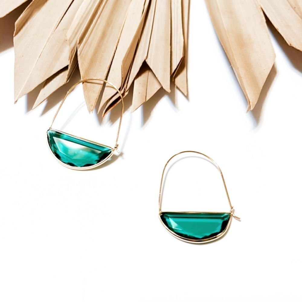 Green crystal earrings #550 - Picture 3 of 6